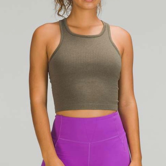NWT Lululemon Ebb to Street Cropped Racerback Tank Top - Carob Brown - Picture 5 of 8